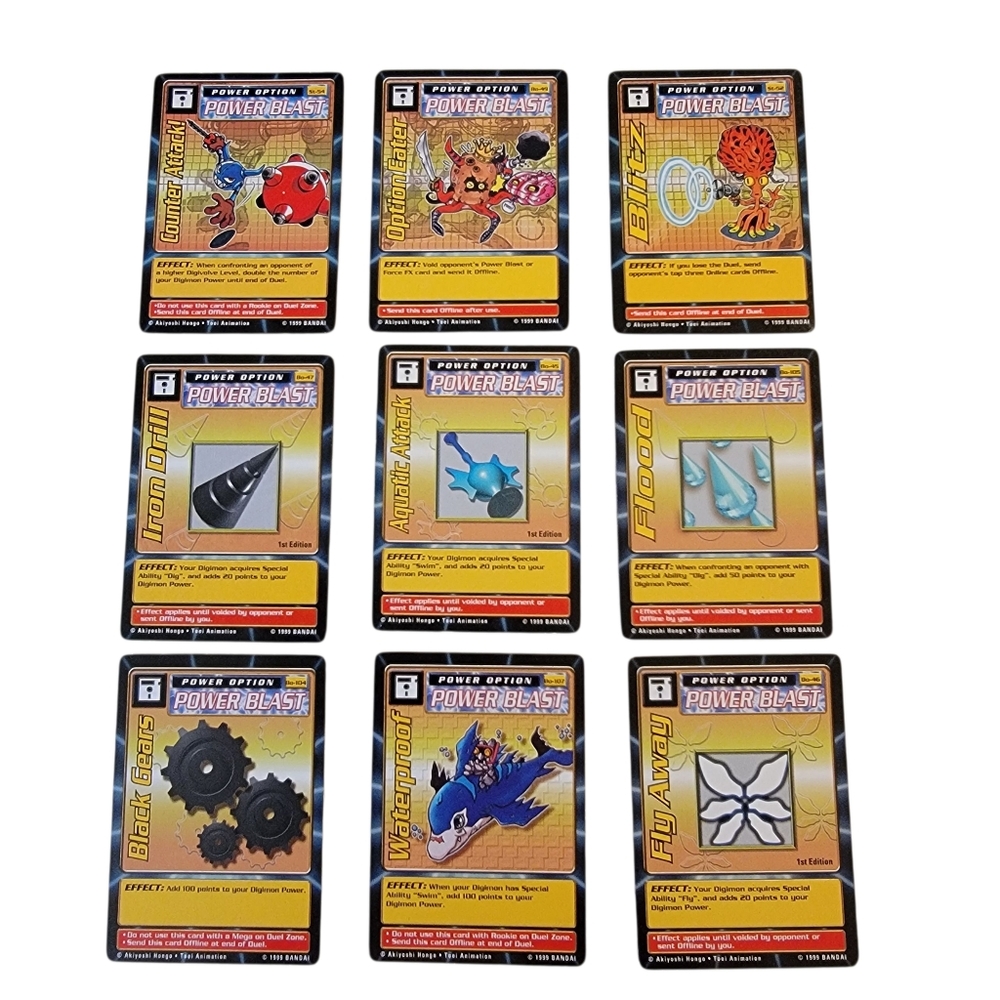 (9) 1999 Bandai DIGIMON Power Blast Trading Card Lot